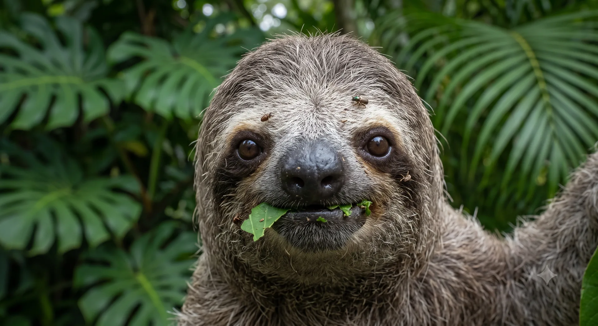 Costa Rica sloth surrounded by tropical forest